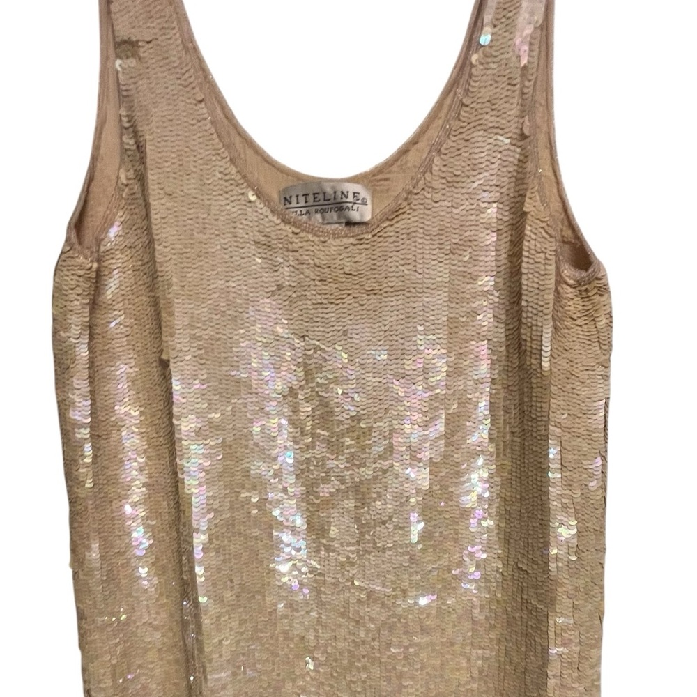 Niteline by Bella Rourfagali size 12-14 Ivory sequin tank AB sequins side slits - Picture 6 of 16